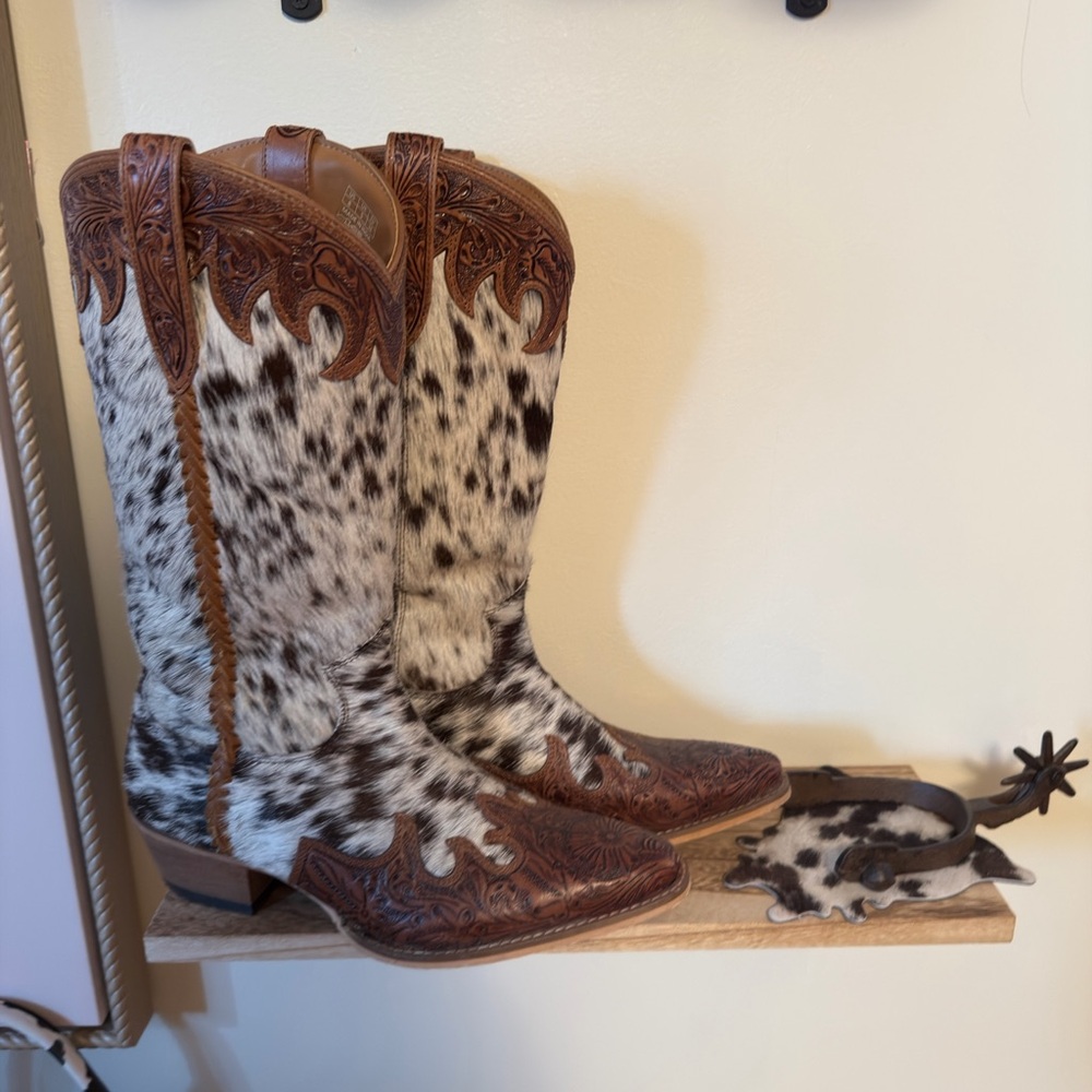Myra Bag Cowhide and Brown Leather Heeled Boots